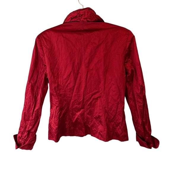 Joseph Ribkoff Red Crinkle Satin Blazer Size XS S Evening Holiday Festive Dressy - Picture 2 of 13